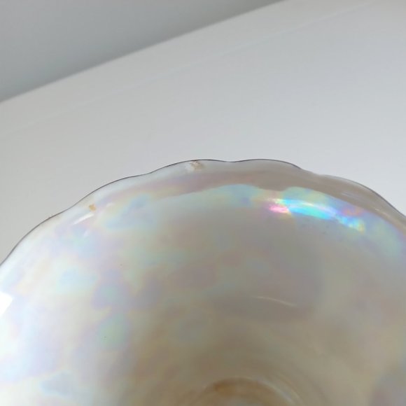 Lusterware Iridescent Pearl Glaze Footed Teacup & Saucer With Large Polka Dots - Picture 3 of 8